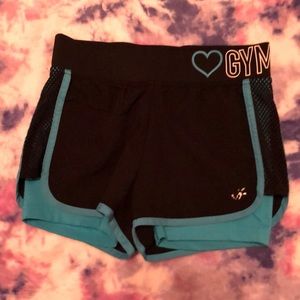 Black and blue gymnast shorts